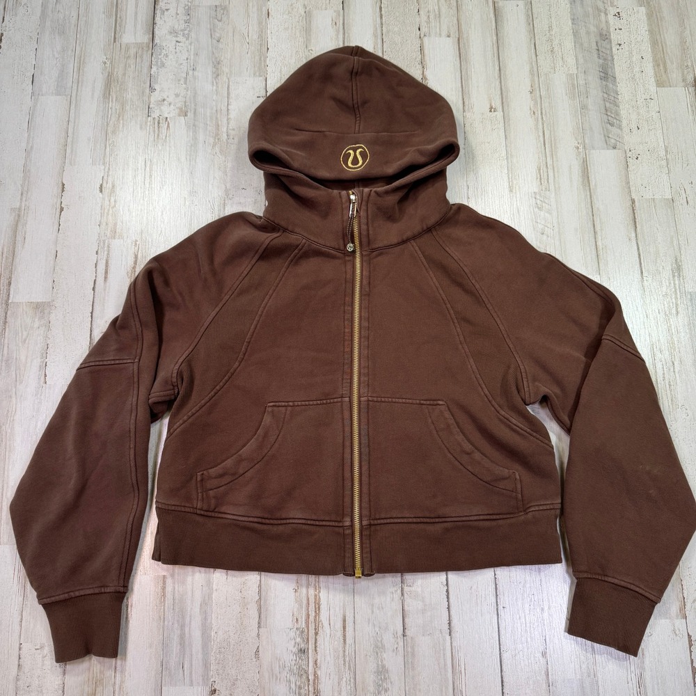 Lululemon Hoodie Womens XS/S Java Brown Scuba Oversized Full Zip Gold Hardware